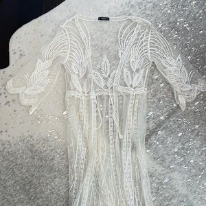 Boho Lace & Mesh White Beach Coverup